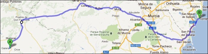 The trip from Galera to Torrevieja