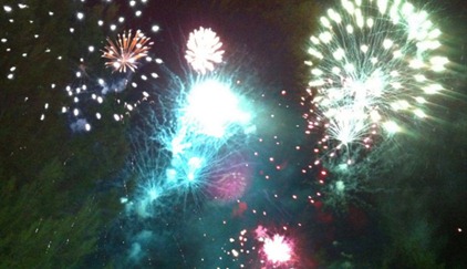 Fireworks on the bridge in Galera